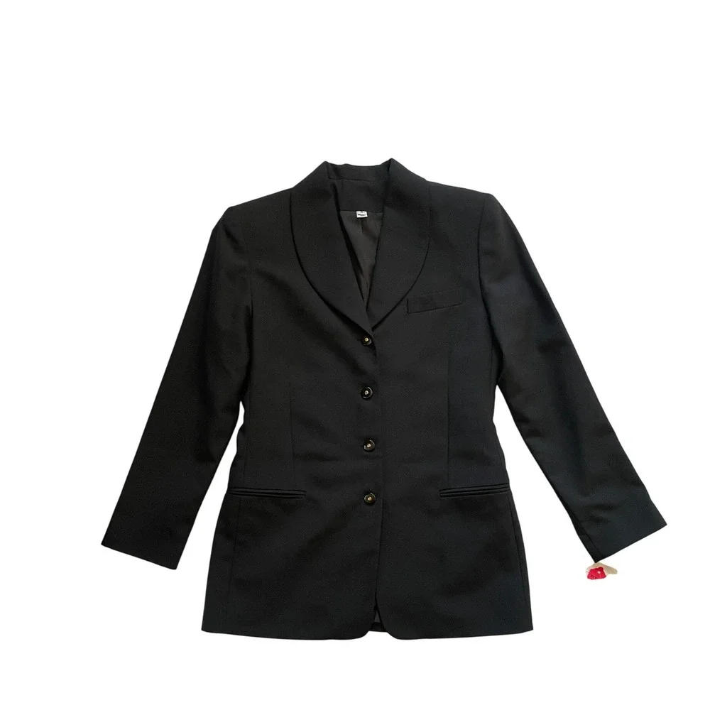 Chanel Beaute Vintage 1999 Uniform Blazer Jacket Black Shawl Collar Size 4